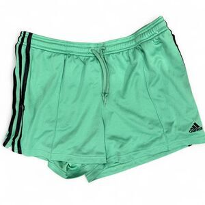 Adidas Women's Green & Black Striped Gym Sport Shorts